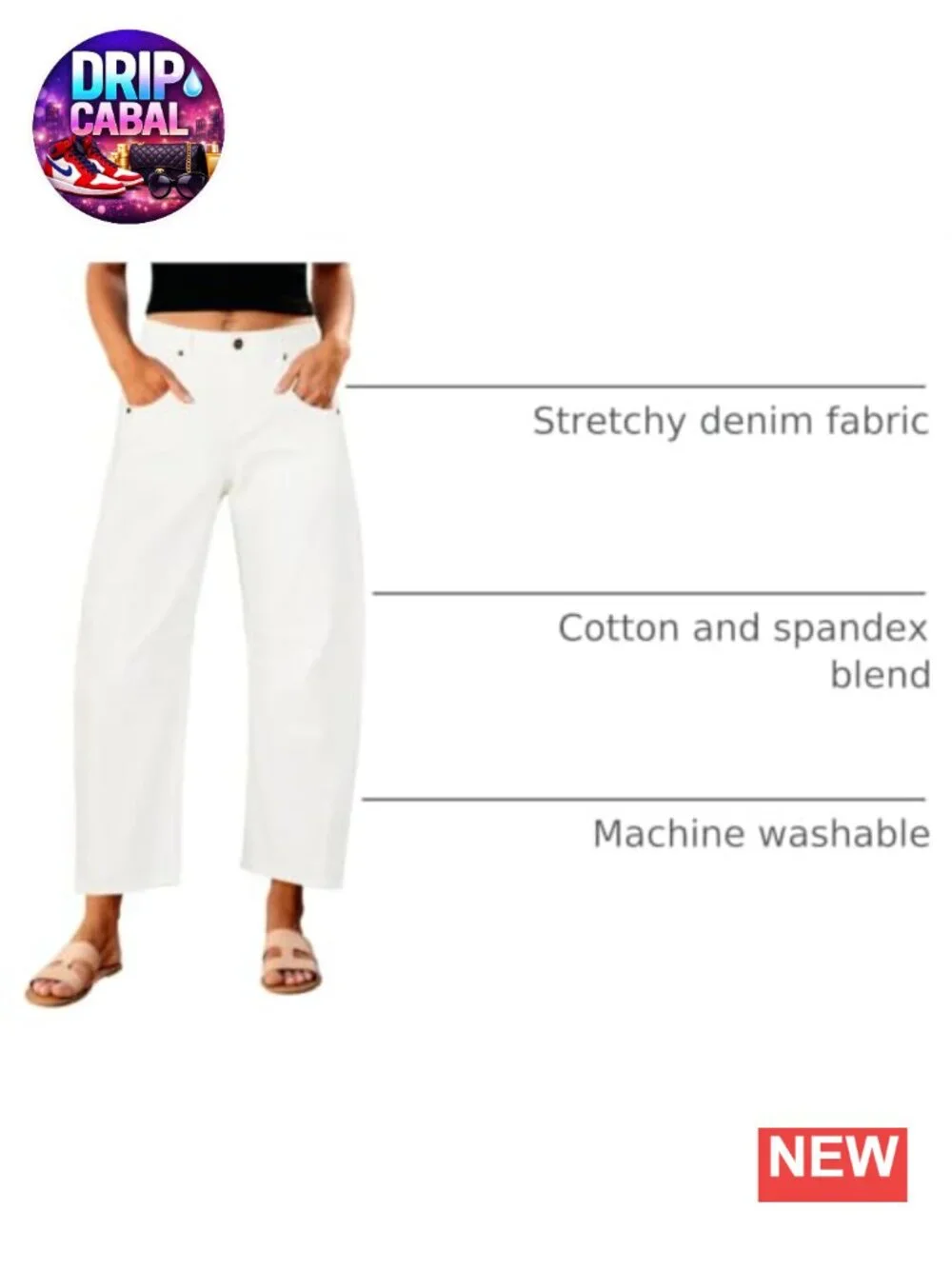 High Waist Baggy Cropped Barrel Jeans Stretch Denim Women
